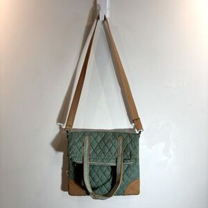 METISEKO Organic Cotton Quilted Zipper Closure Multiple Interior Pockets Bag